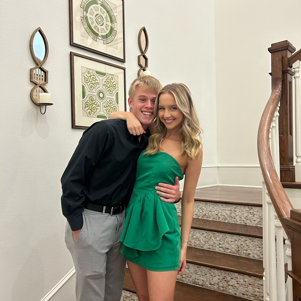Glam Green Strapless Mini Dress